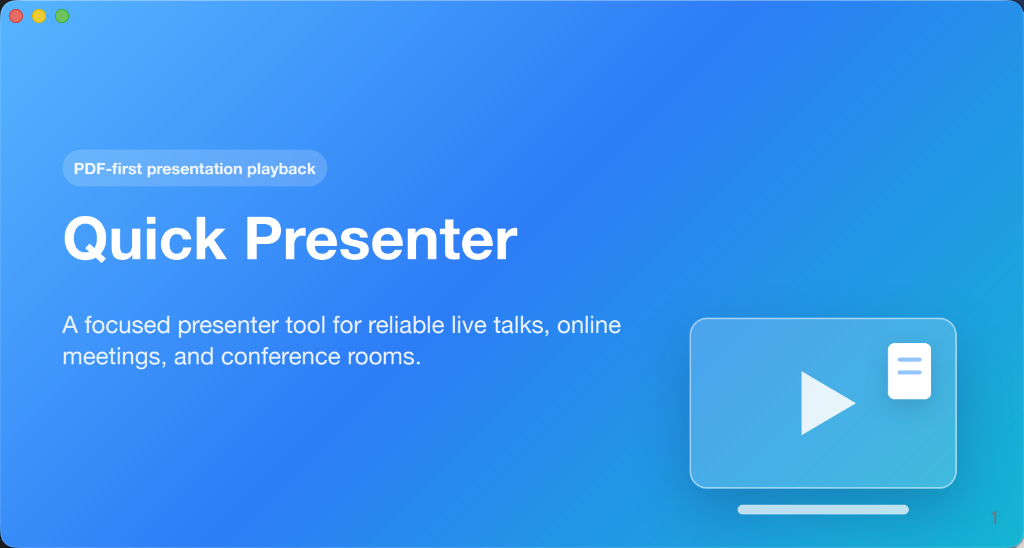Audience slide window showing the Quick Presenter title slide.